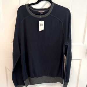 Michael Kors Men's Navy Crew Neck Knit Long Sleeve Pullover Sweater Size XL